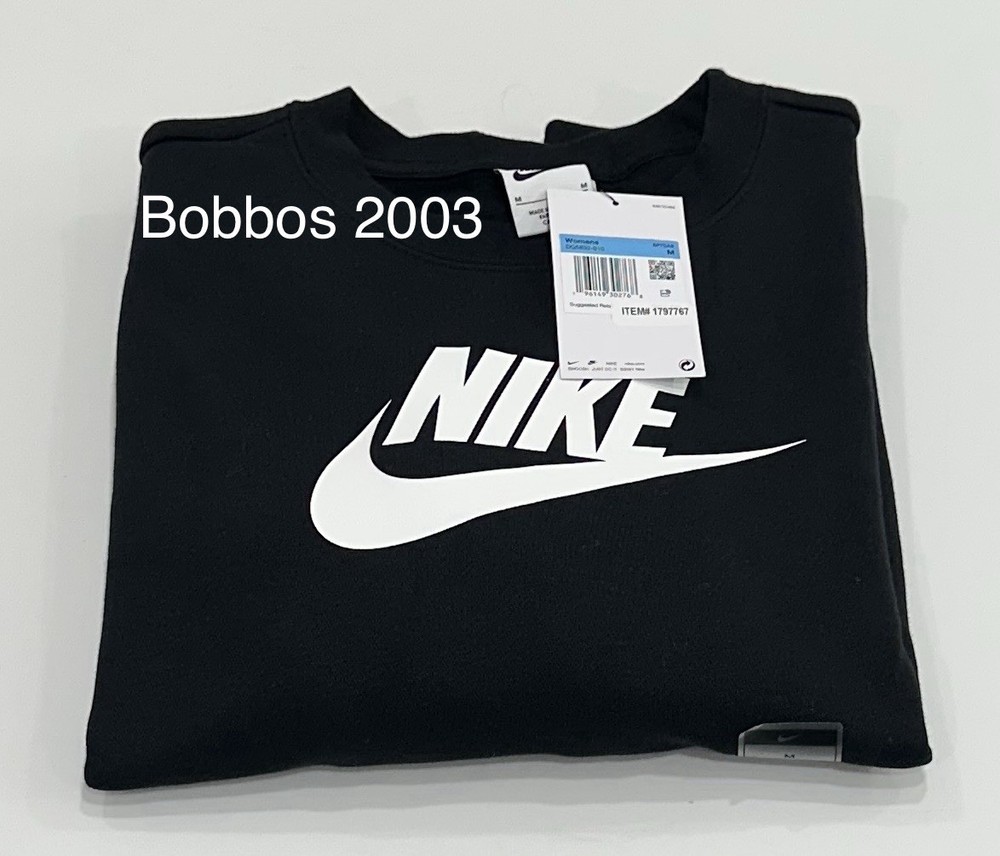 Nike Women's Sportswear Club Fleece Logo Crewneck Sweatshirt, Black, Size M
