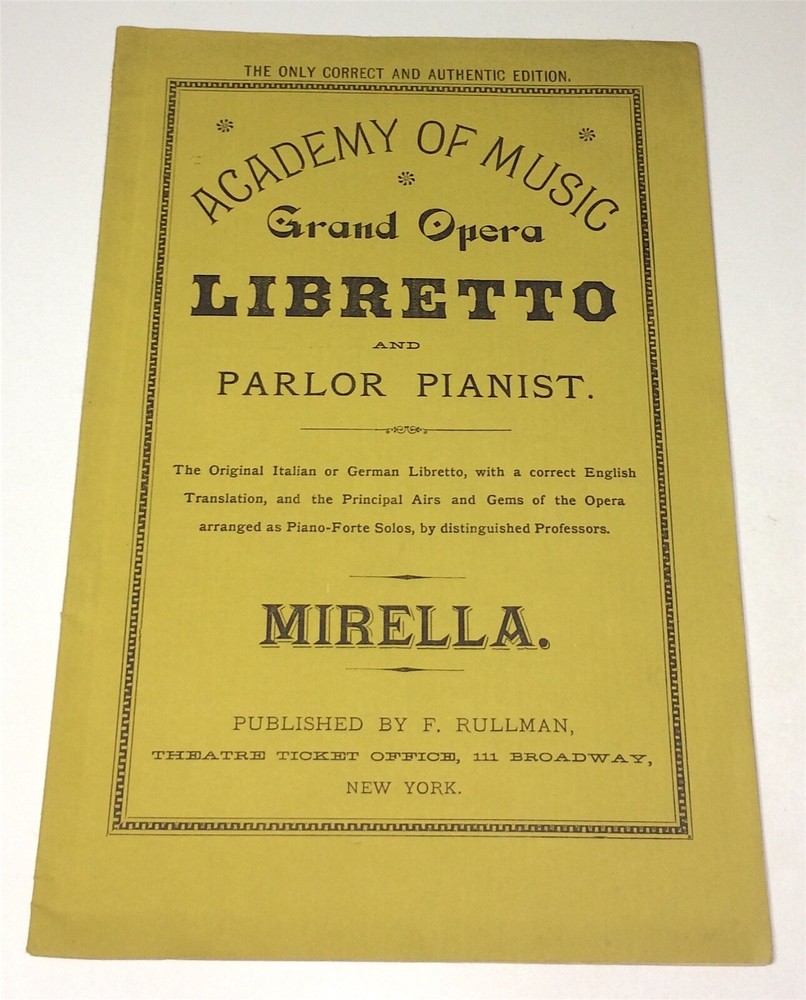 Rare Antique American Academy of Music Grand Opera Libretto Parlor Pianist Book!-image