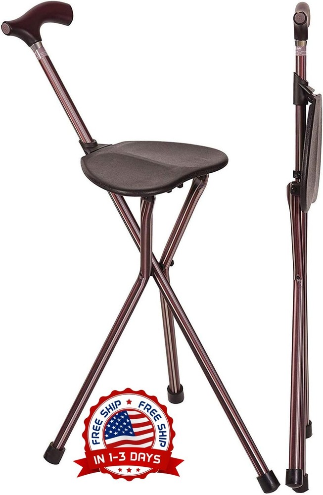 Baston De Ayuda Ancianos Abuelos A Caminar Se Convierte En Silla Asiento NUEVO-image