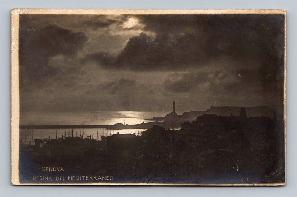 Italy- Genoa Queen Of The Mediterranean Standard Postal Old PC Vintage Postcard