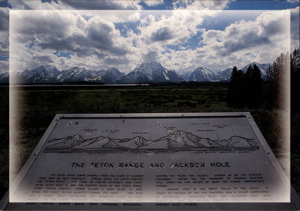 Wyoming Grand Teton National Park mountain range snow-capped ~ postcard sku915