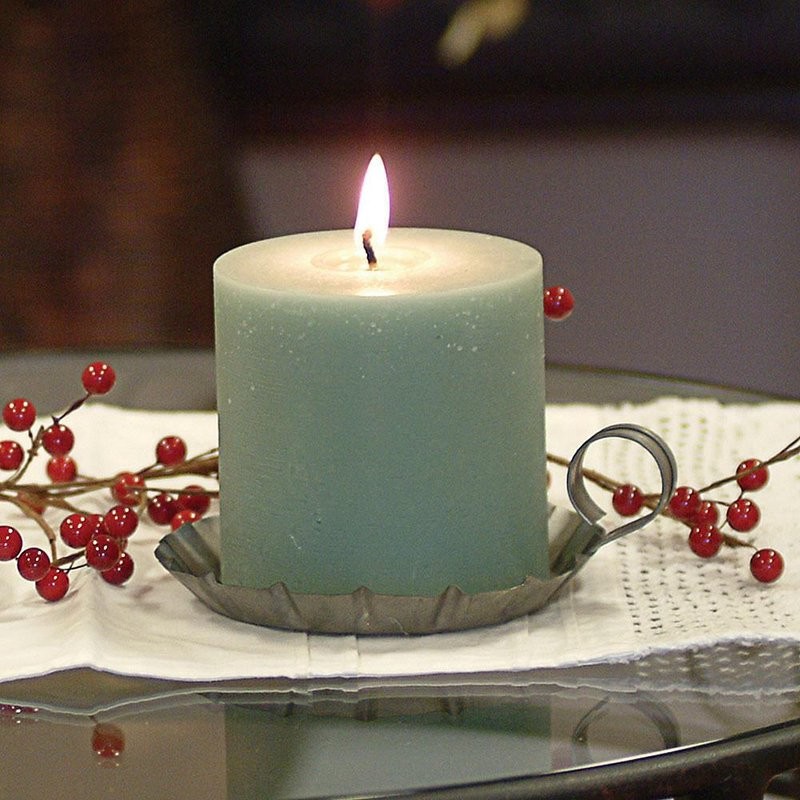 Handmade Green Bayberry Pillar Candle by Sunshine Candleworks 4x4 Inches