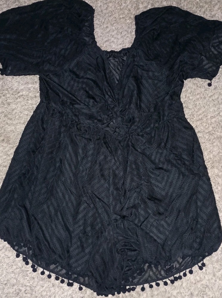 Women's Shein Curve Mini Dress Size 4XL Color Black Cute BBW Crochet Tassel Sexy