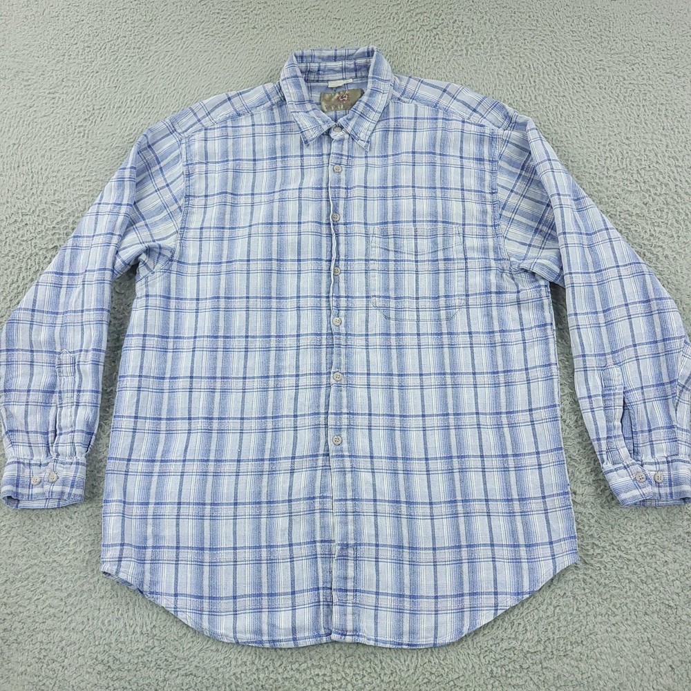 Vintage The Territory Ahead Shirt Mens XL Blue Plaid Long Sleeve Button Front