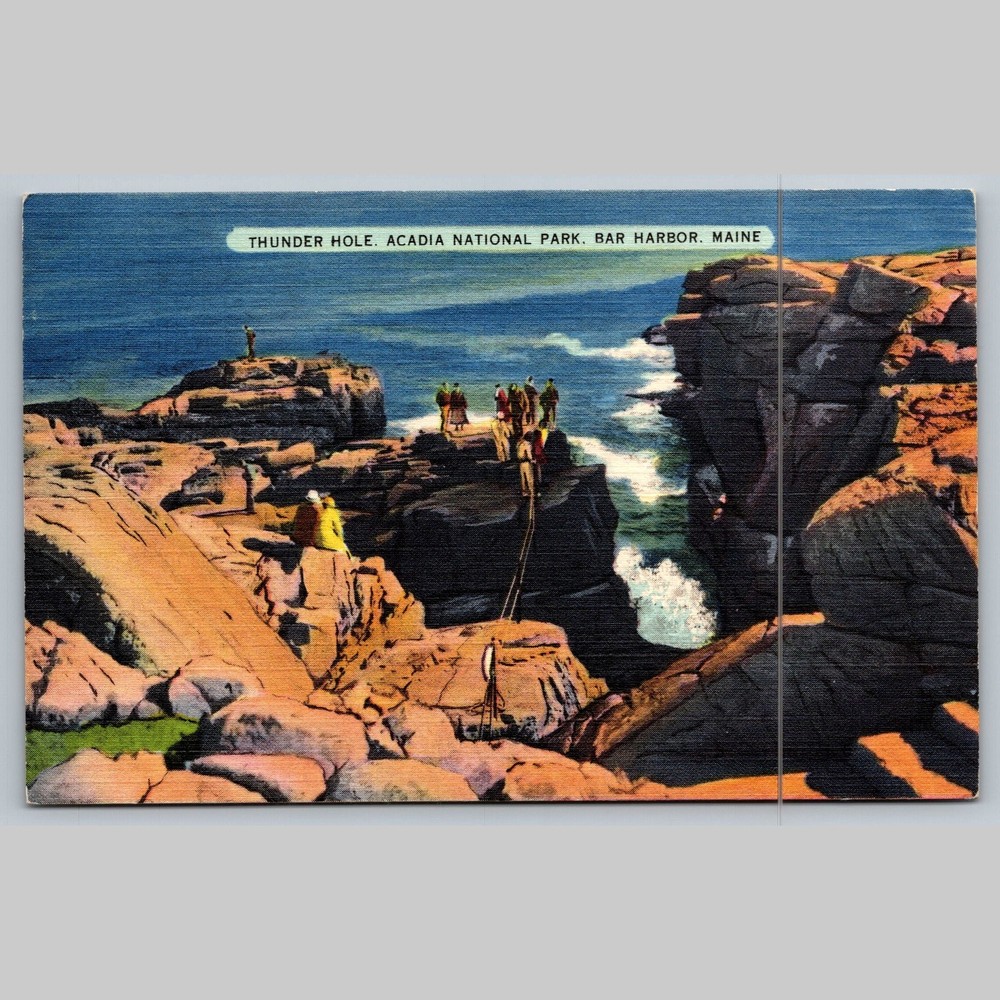 Postcard Thunder Hole Acadia National Park Bar Harbor Maine-image