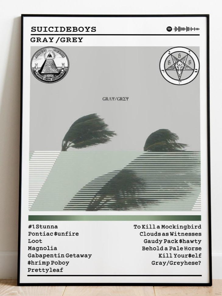 $uicideboy$ Gray / Grey Album Cover Poster Rap Music Wall Art 24x36 Unframed