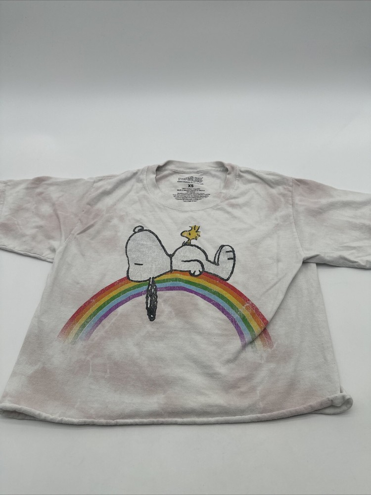 Women's XS White Peanuts Graphic Print T-Shirt #20290