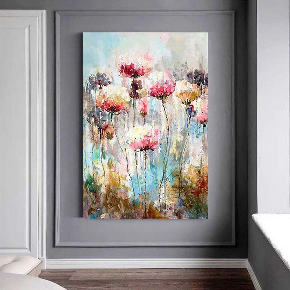 Hand Drawn Decorative Painting Modern Abstract Florals Canvas Oil Painting Wall