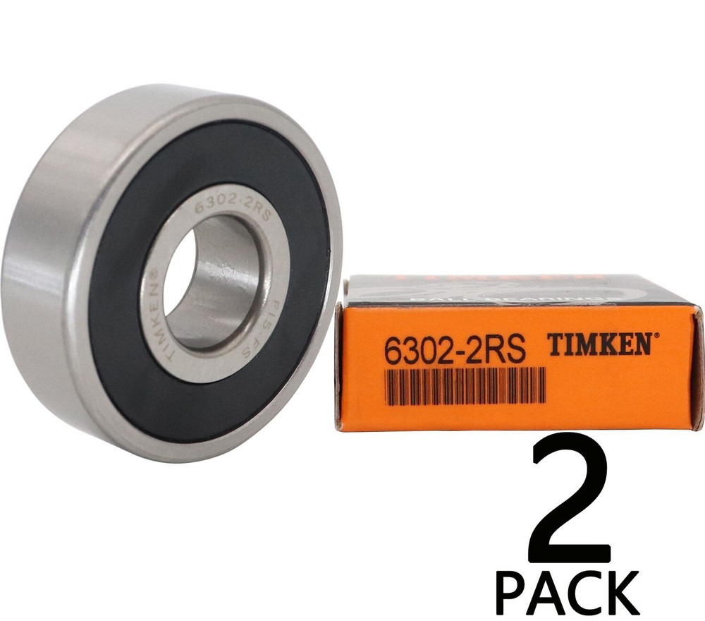 (2 PACK) USA TIMKEN 6302-2RS 15X42X13MM Double Rubber Seal Ball Bearings
