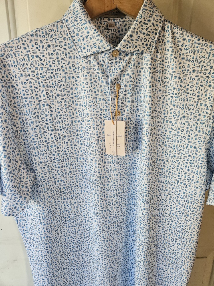 Peter Millar Golf Polo CS Summer Comfort Toga Party Print XL White NWT $115