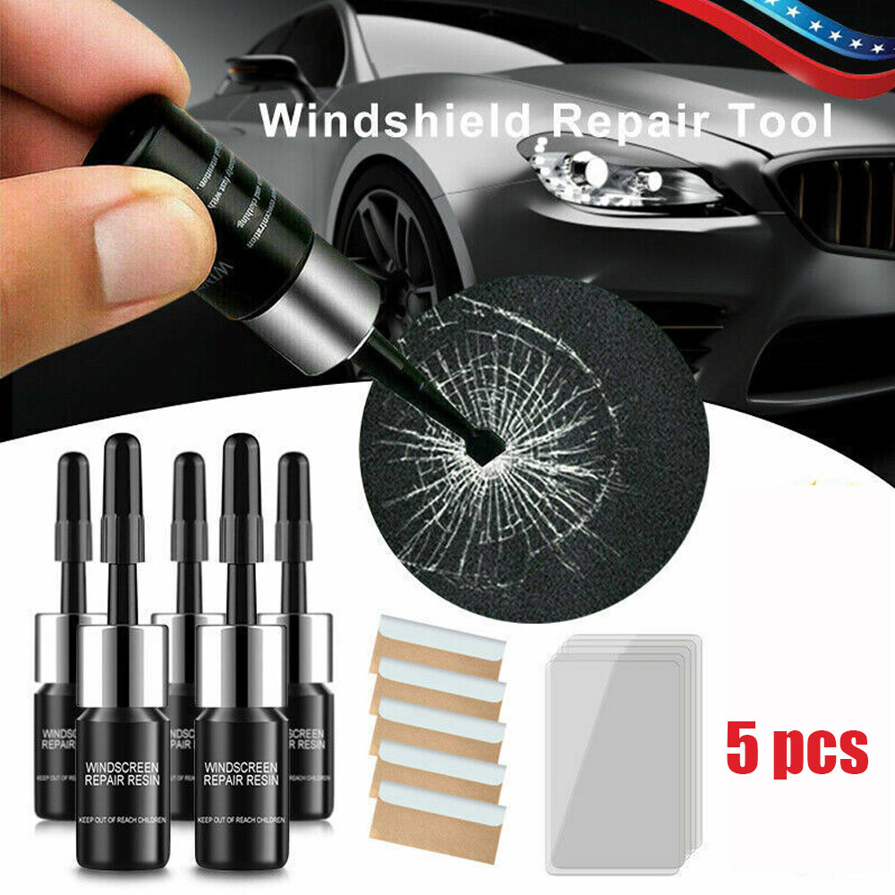5 Pack Windshield Repair Kit with Nano Resin for Auto Glass Cracks US