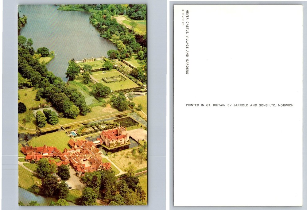 Hever Castle Aerial View Postcard - Kent, England UK Gardens Lake