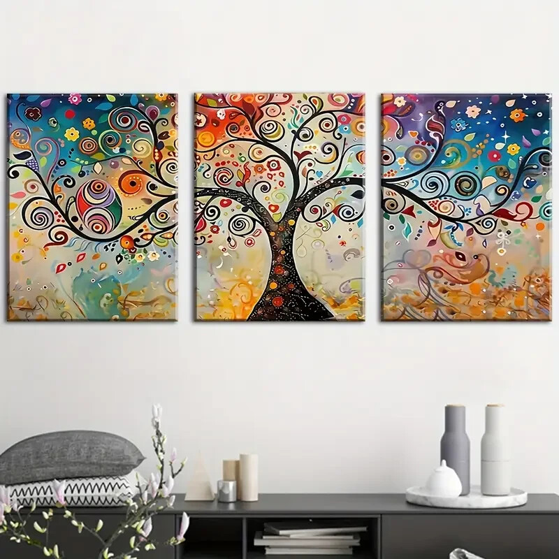 3pcs Large tree of life, colorful tree of life Wall Art Canvas Unframed/Framed