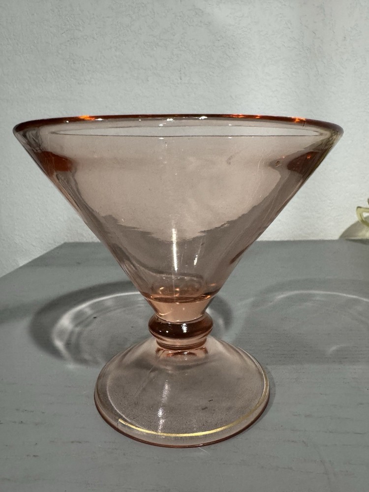 Vintage Pink Depression Glass Footed Sherbet Dessert Cup-1930s Elegant Glassware