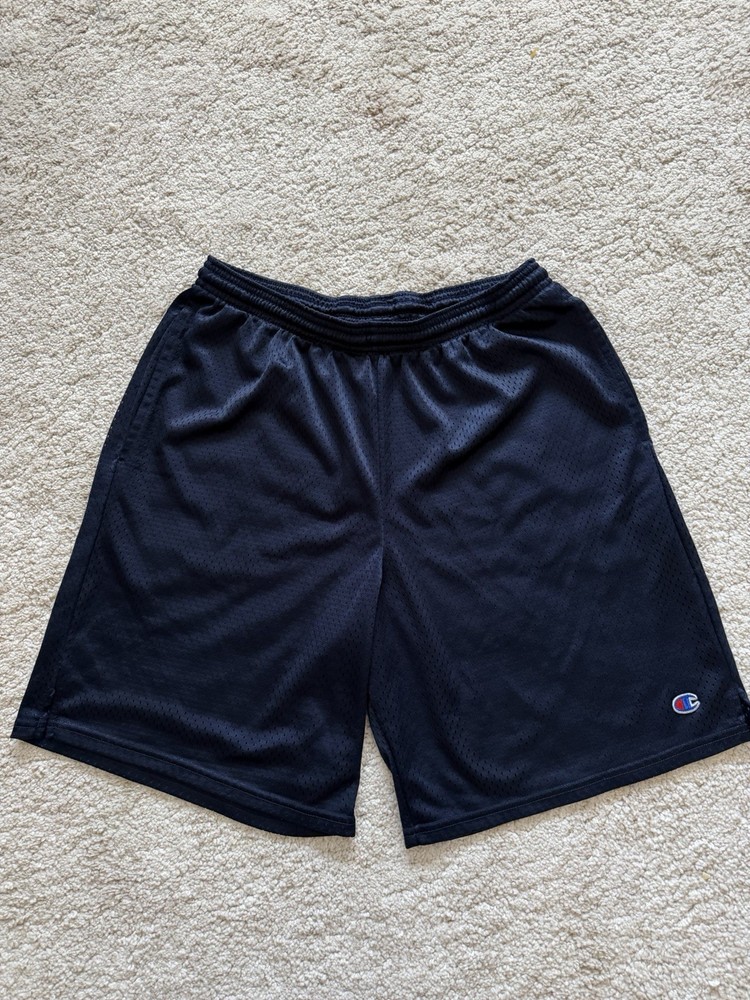 Champion Men's Mesh Athletic Shorts Size M Black Drawstring Elastic Waist