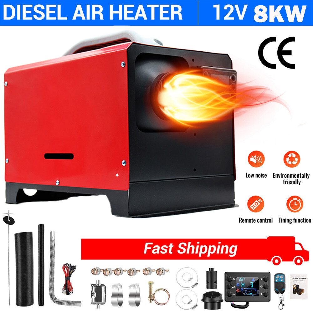 12V-8KW-5L Diesel Air Heater Parking Heater Air Outlets LCD Remote Control Car