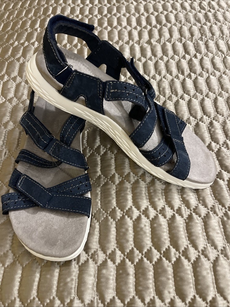 Earth Origins Women's Size 9.5W Adjustable Blue Leather Sandal.  Excellent Cond.