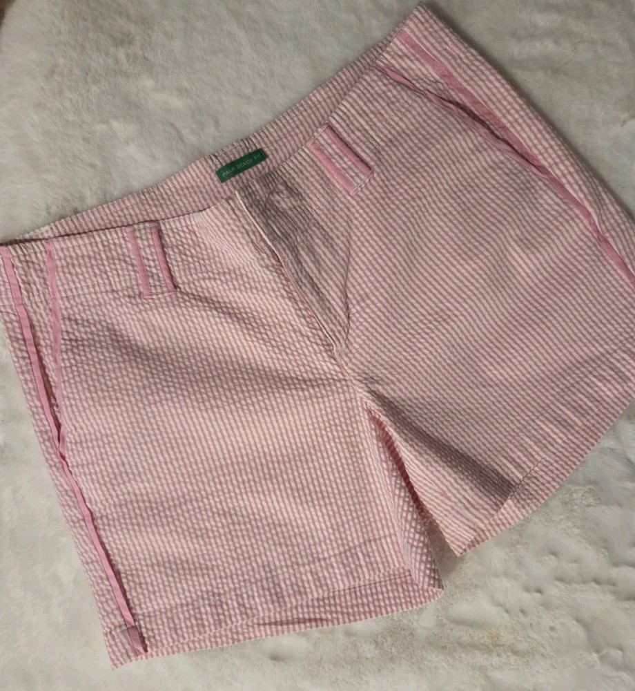 Lilly Pulitzer Size 6 Palm Beach Fit White Pink Striped Seersucker Shorts