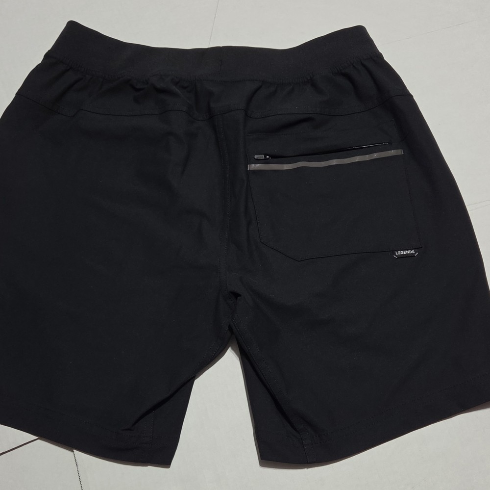 Legends Men's Black Athletic Shorts M Drawstring Elastic Waist Pockets Poly 7