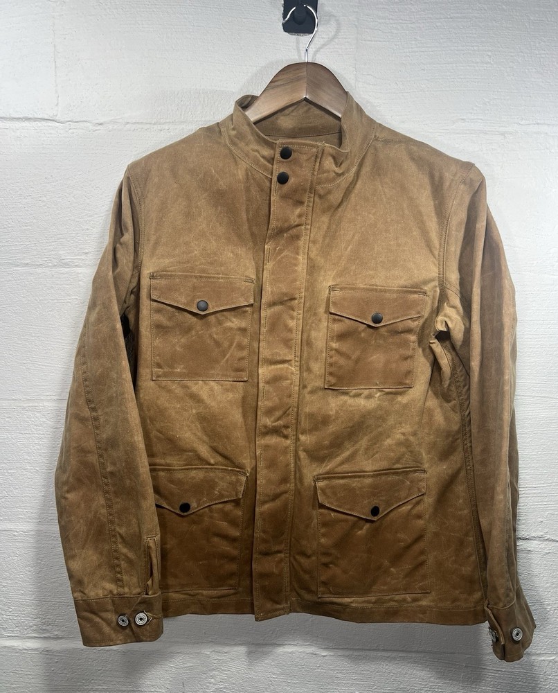 Gustin Field Jacket Mens Large Waxed Cotton Canvas USA Made Chore Zipper Button