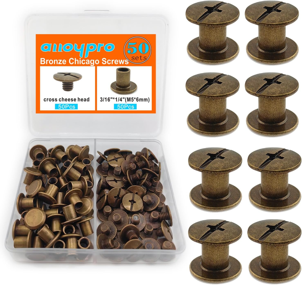 90 Sets Chicago Screws Kit for DIY Leather Craft Bookbinding 5 X 45681012