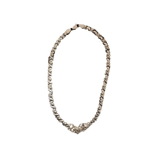 I LOVE YOU Hearts & Kisses Link Chain Necklace 925 Silver