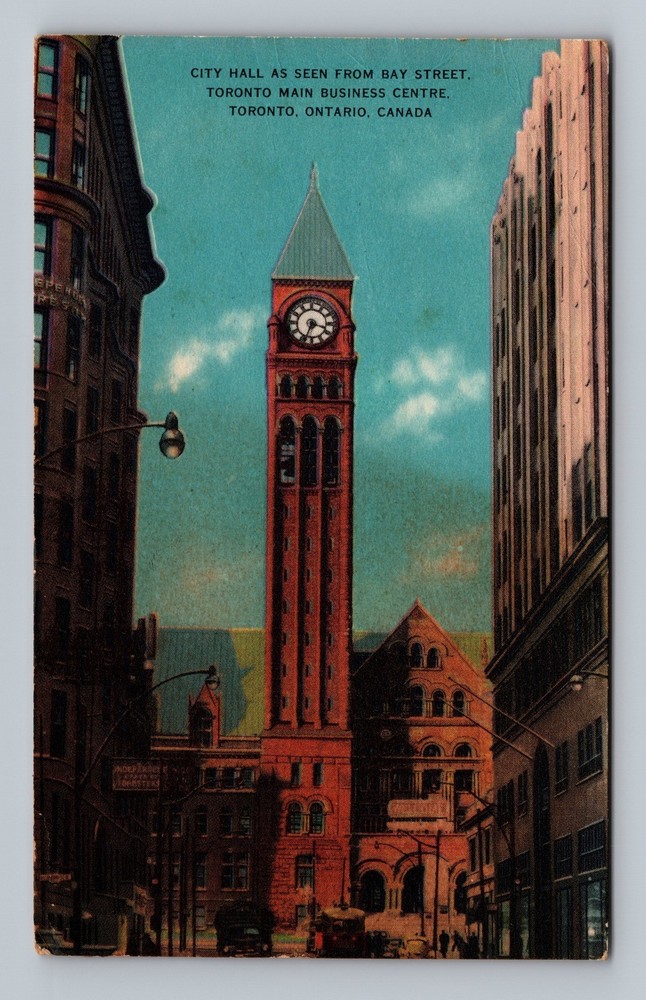 Canada Ontario Toronto City Hall Bay Street Standard PC Vintage c1956 Postcard
