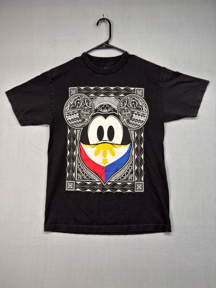 Disney Mickey Mouse Philippines Flag T Shirt Mens Medium Black Graphic Tee