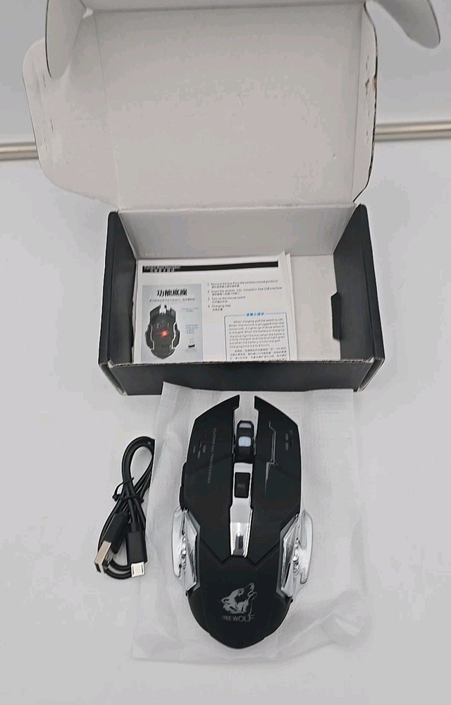 Wireless Rechargeable Gaming Mouse with Silent Click and RGB LED Lights
