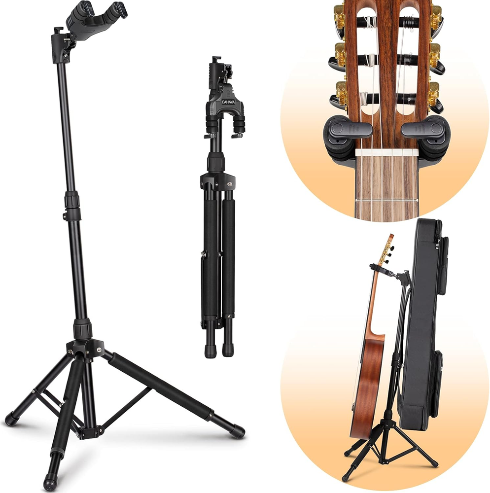 Guitar Stand Universal with Neck Holder Folding Tripod Floor Iron Stand for Acou