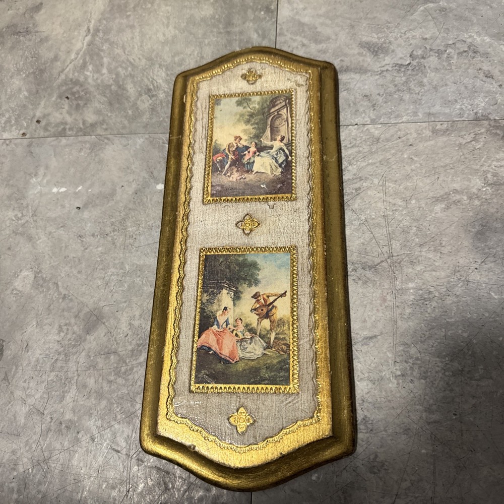 Beautiful Vtg MC Imports Handmade In Italy Gold Gilt Wood Wall Hanging Plaque
