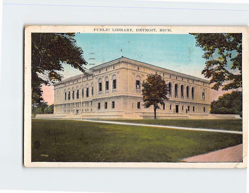 Postcard Public Library Detroit Michigan USA