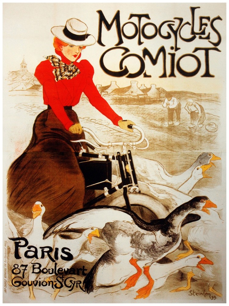 7551.Decoration Poster.Home Room wall art design.Motorcycles Comiot.Paris Geese