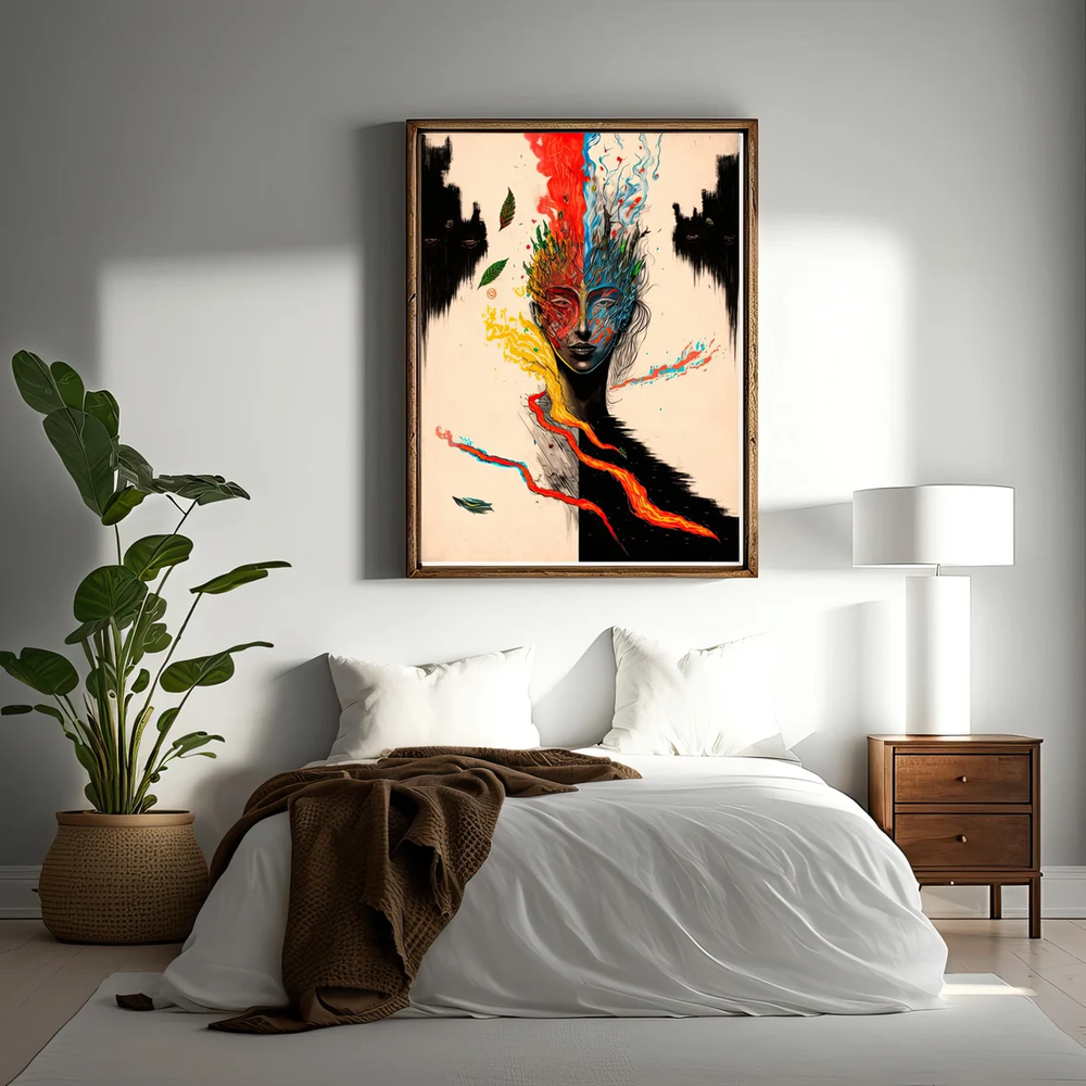 Women with Abstract Colors Digital Art Poster Premium Quality Choose your Size-image