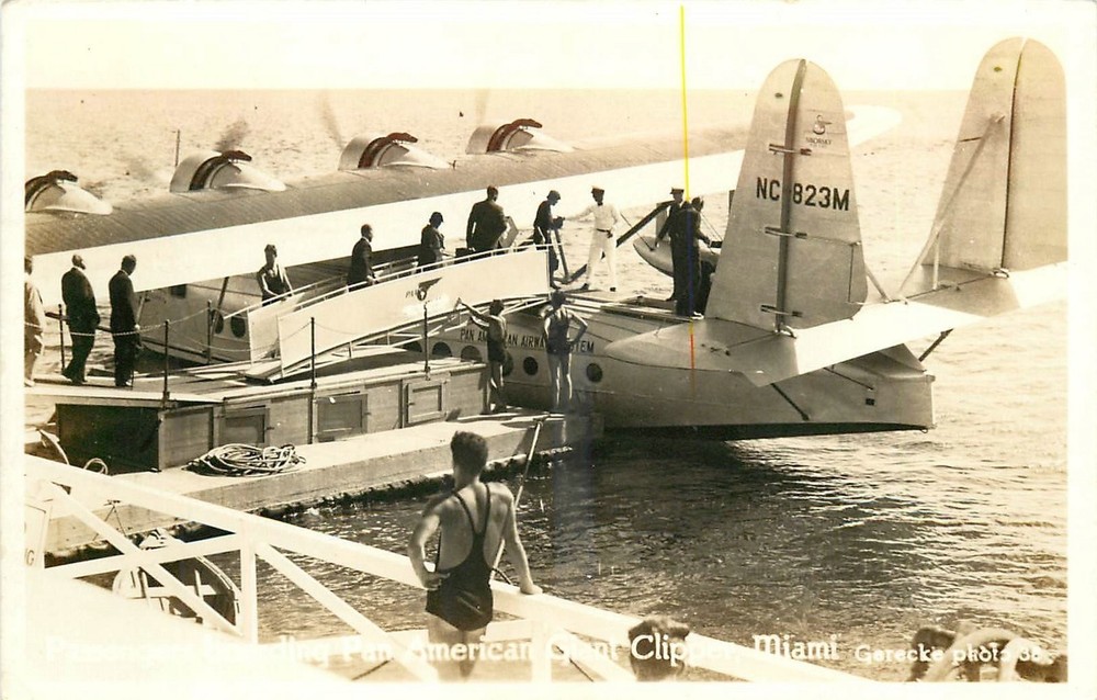 1930s Miami Florida Pan American Clipper Aircraft RPPC Postcard 26-3614