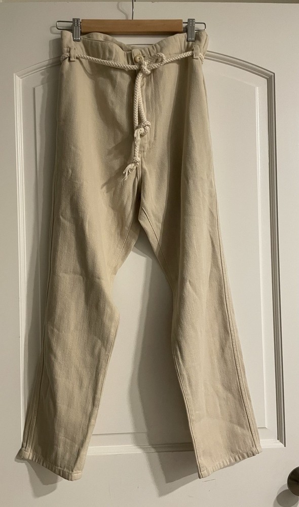 Prospective Flow KAZE Men’s Beige Cotton Herringbone Relaxed   Casual Pants