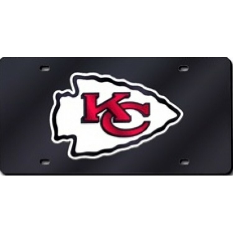 kansas city chiefs logo nfl football team black laser license plate usa made