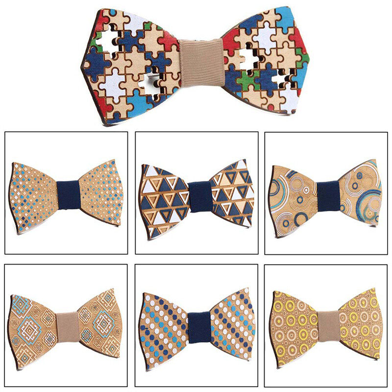 Adjustable Strap Wooden Bowtie Engraved Wood Neck Bowknot Bow Tie Handmade