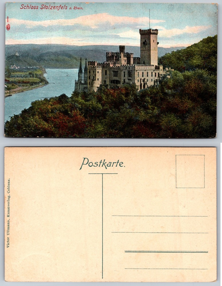 Schloss Stolzenfels Rhein Castle River View Postcard