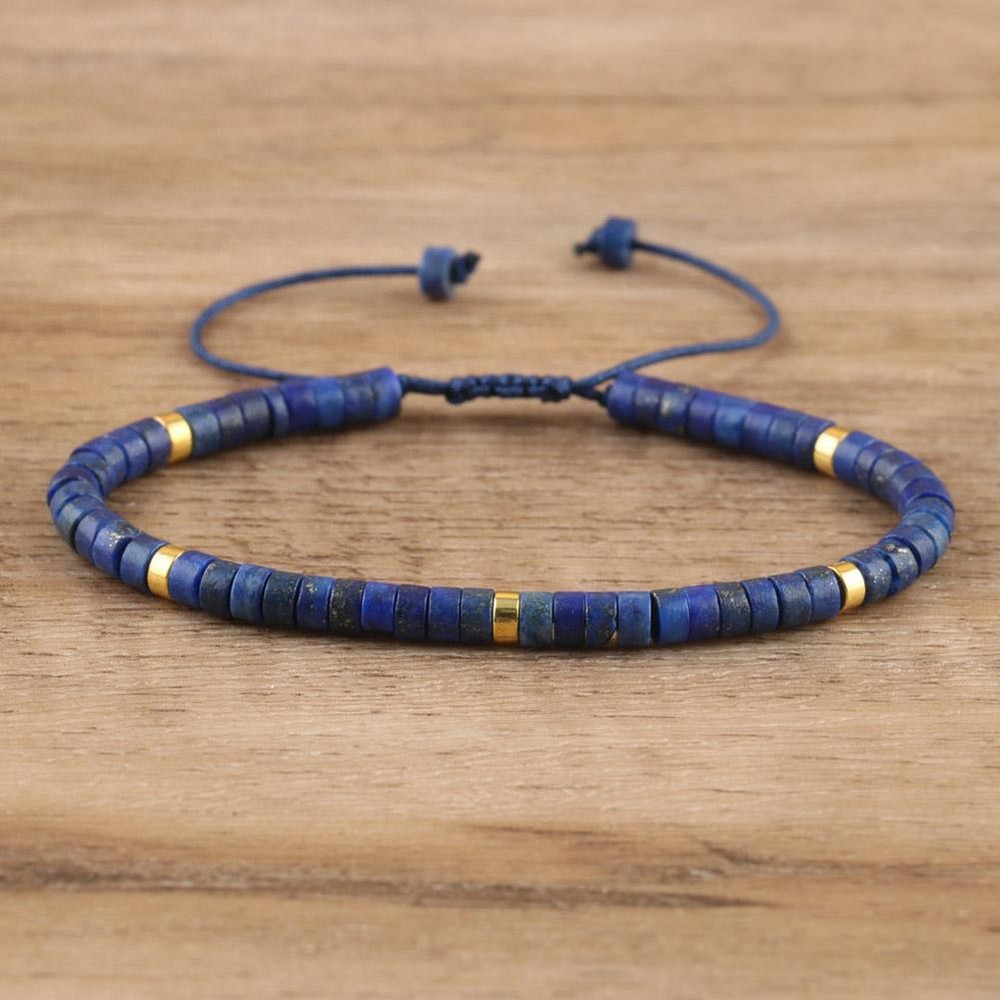 Natural Lapis Lazuli Beads Healing Reiki Crystal Minimalist Dainty Bracelet H9