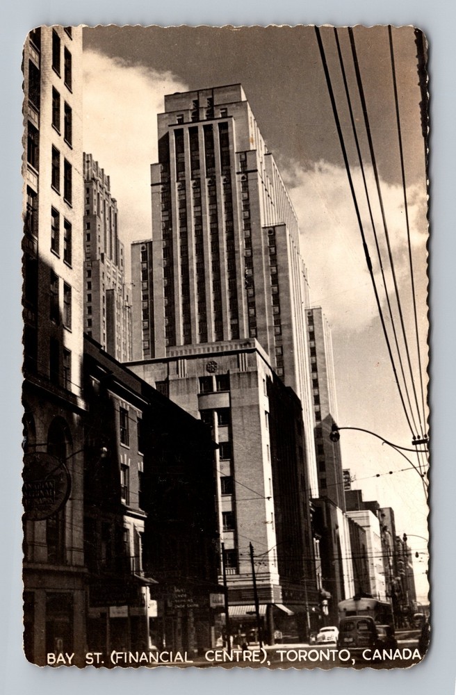 Canada- Ontario Toronto Bay Street Financial Center Old Vintage c1952 Postcard