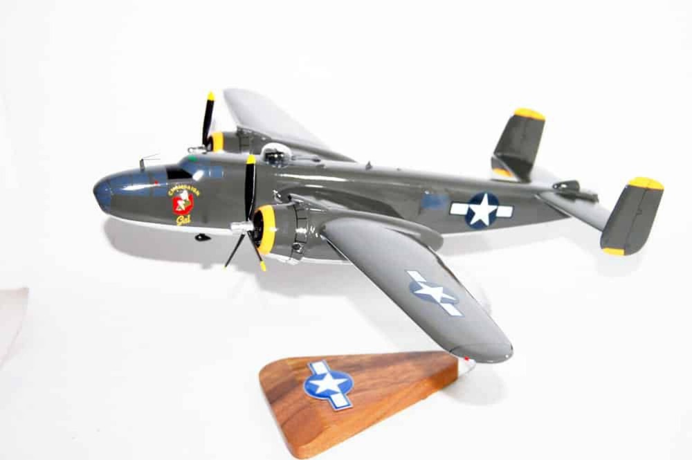 “Champaign Gal” North American B-25 Mitchell Model, 1/45th Scale, Mahogany