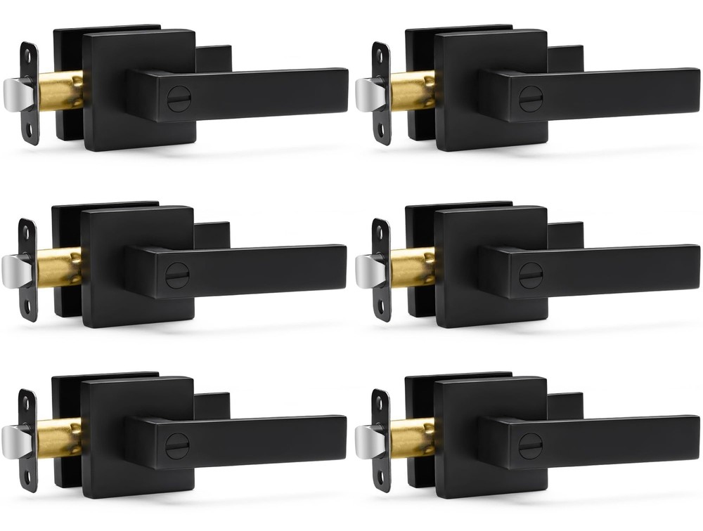 Hasmikit 6 Pack Matte Black Door Handles Privacy Door Levers, Heavy Duty Bed ...