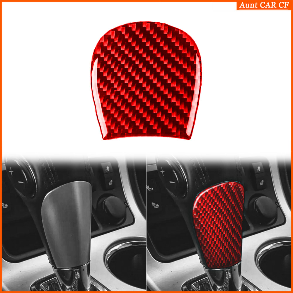 For GMC Acadia 2007-12 Red Carbon Fiber Center Console Gear Shift Head Trim
