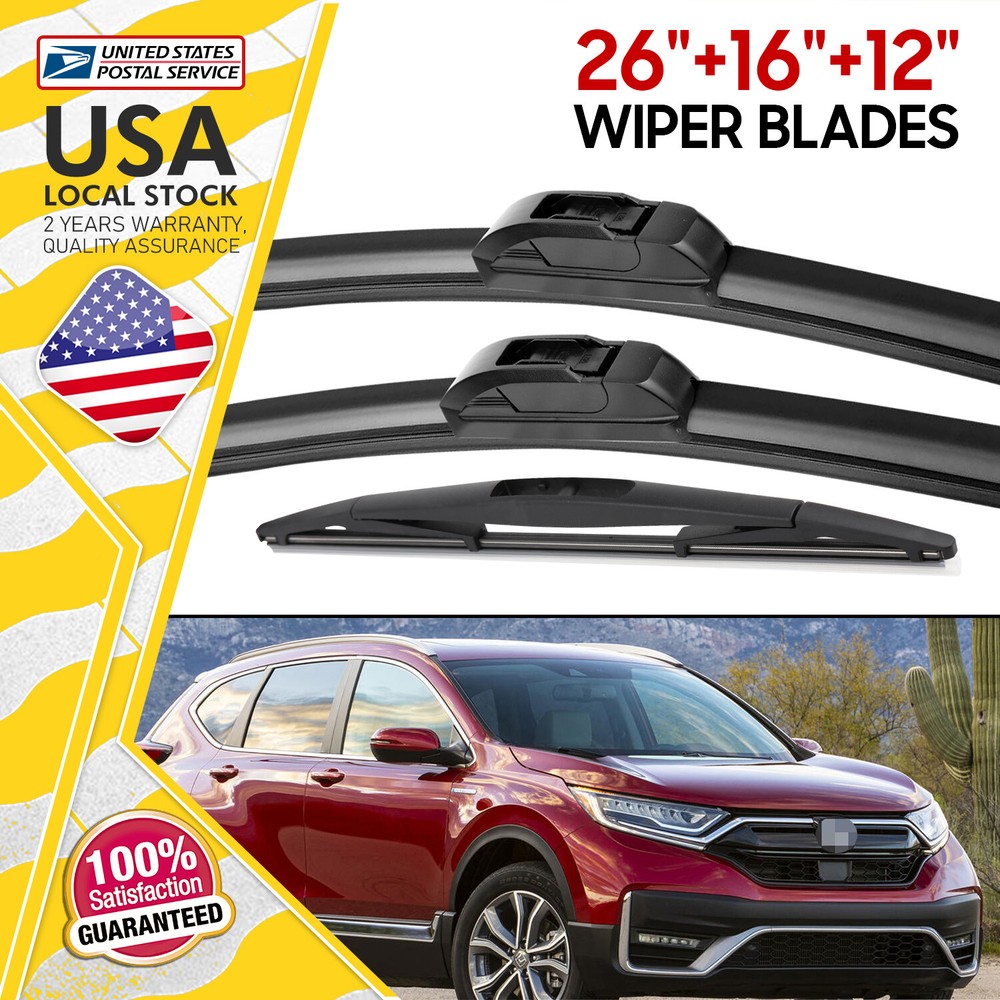 High-Quality OEM Windshield Wiper Blades Set 26 + 16 + 12 Inch Front & Rear Replacement