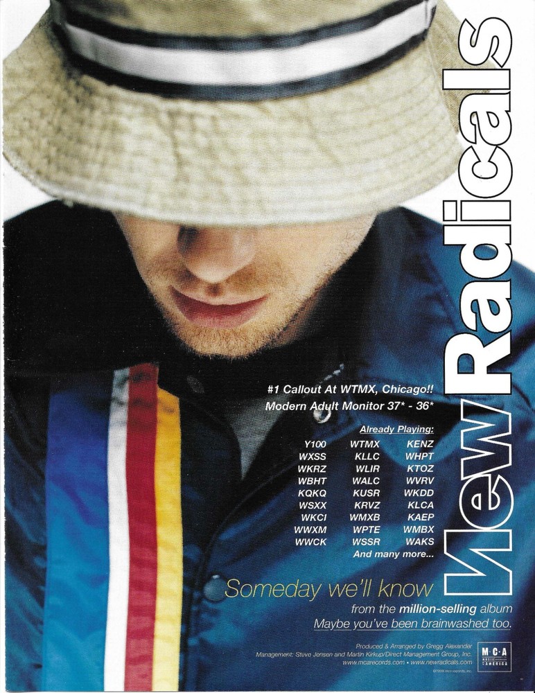 NEW RADICALS Rare 1999 Someday PROMO TRADE AD Poster for Maybe  MINT 8.5x11