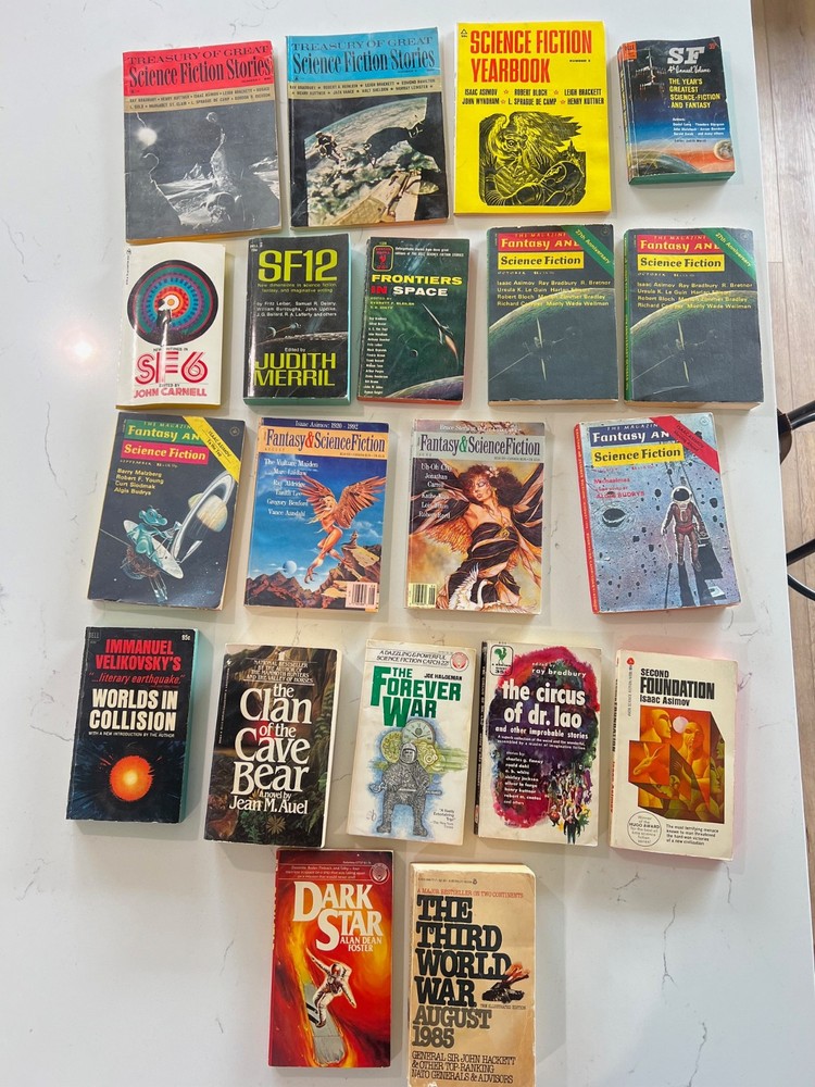 Vintage Sci-Fi Book Lot 20+ Asimov Bradbury Haldeman Anthologies PB Classics
