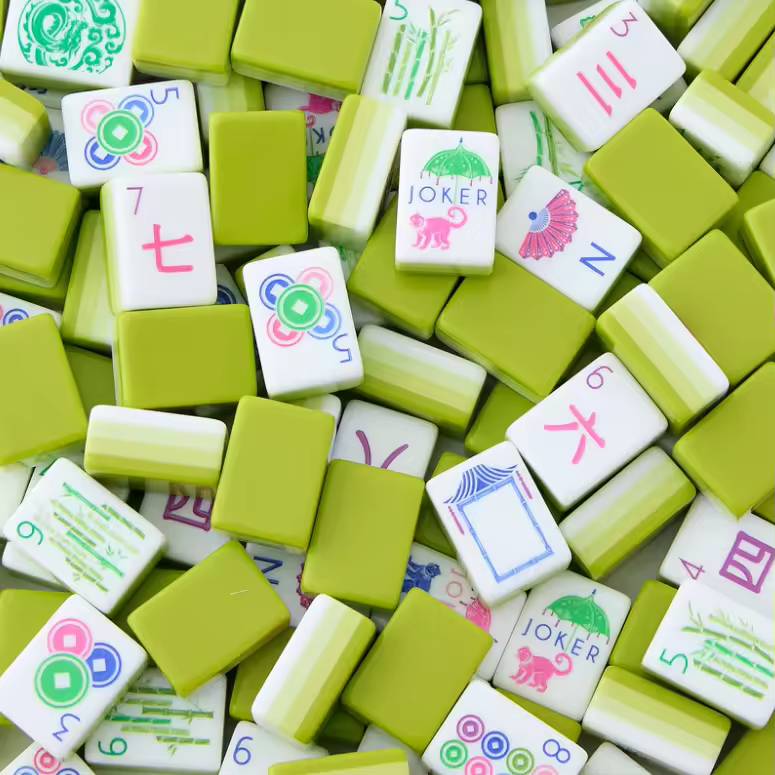 NEW! Vibrant Layered Mahjong Tiles - Lime Green - Stunning!