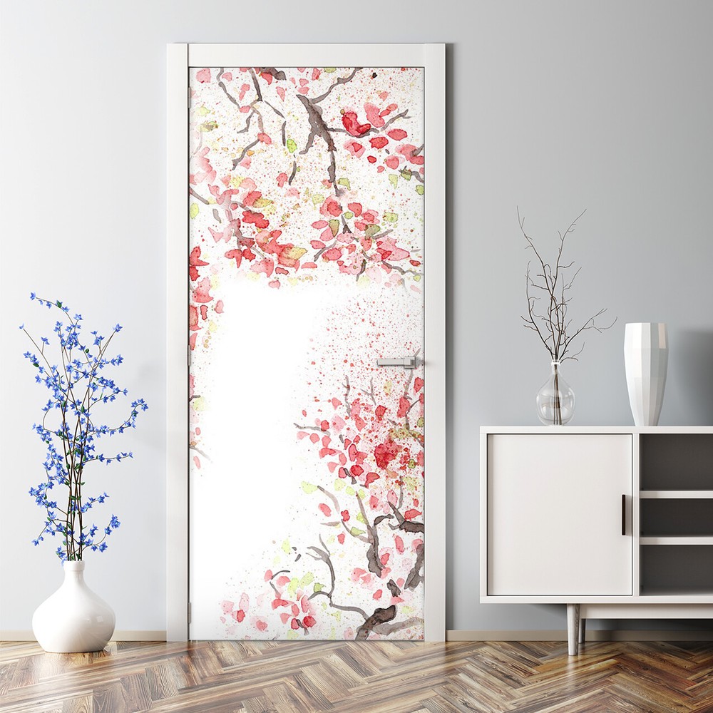 Spring Cherry Blossom Adhesive Door sticker Floral Peel & Stick Flowers Adhesive