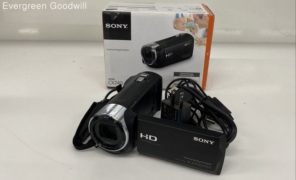 Sony Handycam HDR-CX240 HD Camcorder Micro SD Untested Powers On P/R